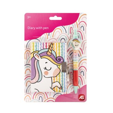 Mini Titkos napló lakattal, tollal- unikornis