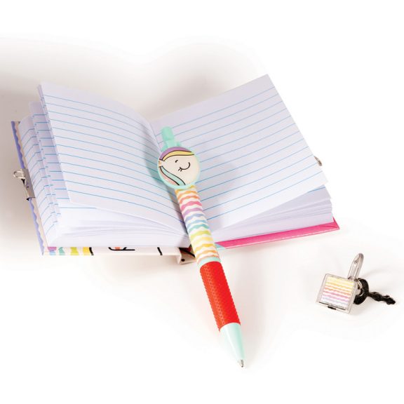 Mini Titkos napló lakattal, tollal- unikornis