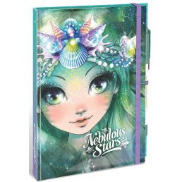 Jegyzetfüzet A/5 + neon filctoll- Marinia- Nebulous Stars