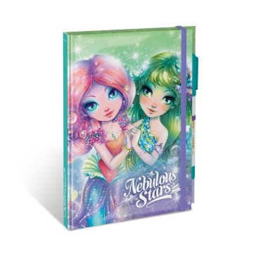 Jegyzetfüzet A/5 + neon filctoll- Marinia- Nebulous Stars