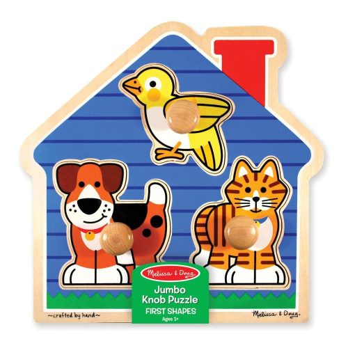 Melissa & Doug Fa készségfejlesztő játék- Puzzle fogantyúval- kis házikedvencek