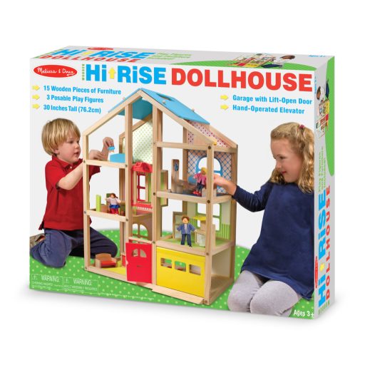 Melissa&Doug- emeletes fa babaház játékfigurákkal, bútorokkal