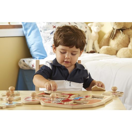 Melissa&Doug- fa készségfejlesztő játék puzzle fogantyúval