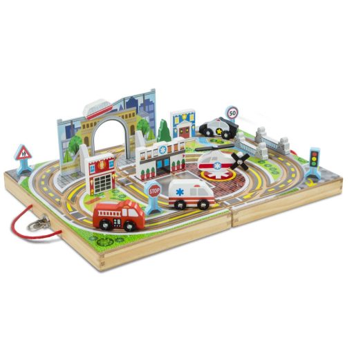 Melissa&Doug- fa játék- városi járművek-18db-os