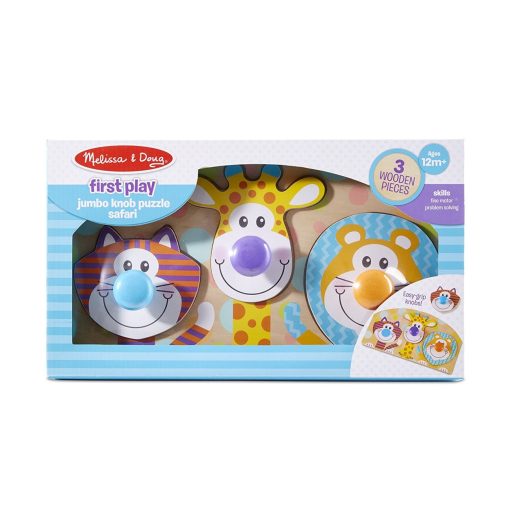 Melissa&Doug- fa készségfejlesztő játék puzzle fogantyúval vadállatok