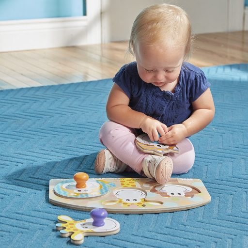 Melissa&Doug- fa készségfejlesztő játék puzzle fogantyúval vadállatok