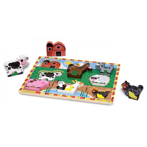 melissa&doug  készségfejlesztő játék, könnyen megfogható puzzle, farm