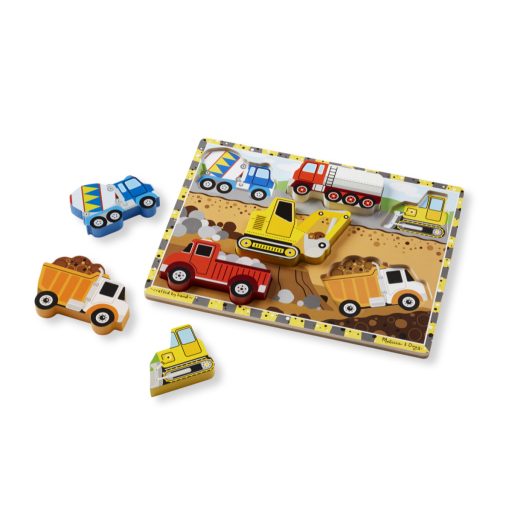  Melissa & Doug Készségfejlesztő játék, Könnyen megfogható puzzle, munkagépek