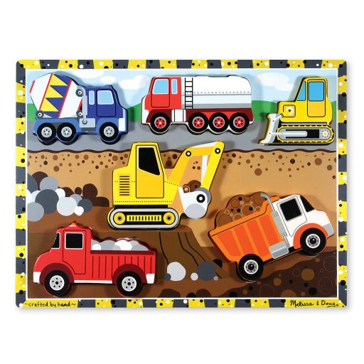  Melissa & Doug Készségfejlesztő játék, Könnyen megfogható puzzle, munkagépek