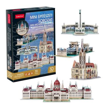   3D puzzle- Lánchíd, Országház, Mátyás templom, Hősök tere  mini méretben- 4 az 1-ben CubicFun