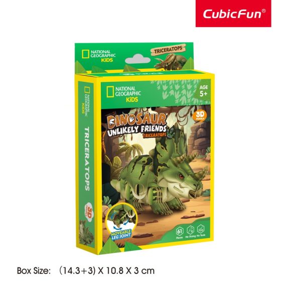 3D puzzle NatGeo Kids-- Triceratopsz, mini - 61db-os