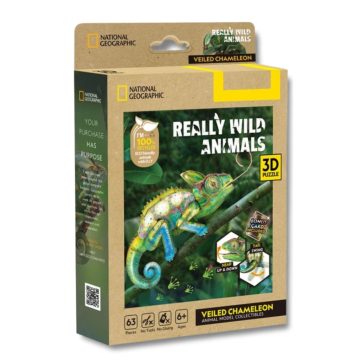 3D puzzle National Geographic- sisakos kaméleon 63db-os