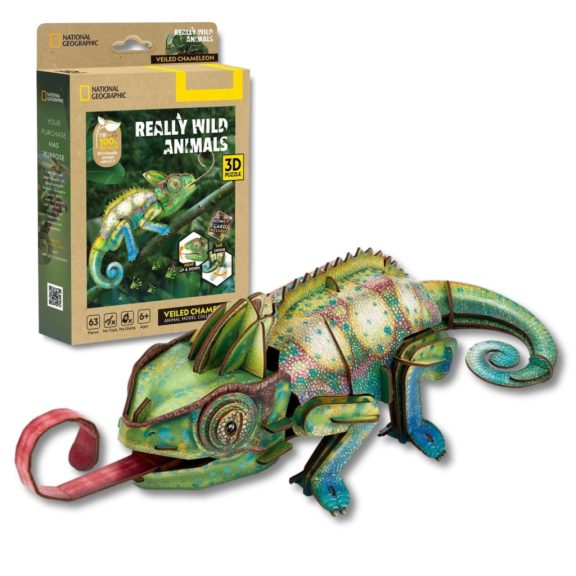 3D puzzle National Geographic- sisakos kaméleon 63db-os