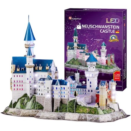 3D puzzle LED világítással -Neuschwanstein kastély