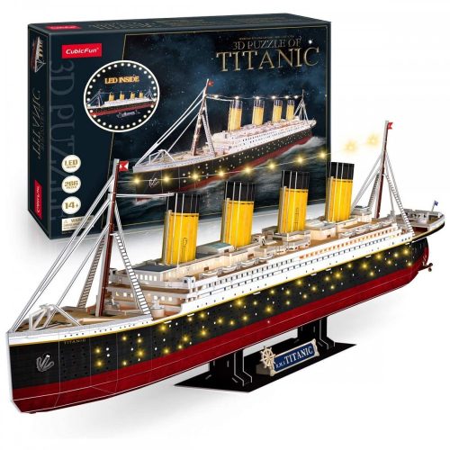 3D puzzle - világító Titanic-exclusive kiadás-266db-os, LED-es CubicFun