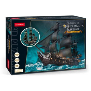   3D puzzle Queen Anne's hajó-LED világítással-293db-os CubicFun