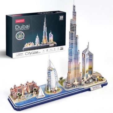   3D puzzle City Line Dubai LED világítással-182db-os CubicFun