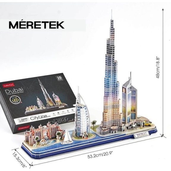 3D puzzle City Line Dubai LED világítással-182db-os CubicFun