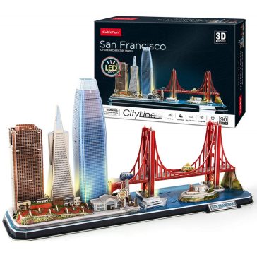   3D puzzle City Line San Francisco LED világítással-90db-os CubicFun