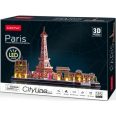   3D puzzle City Line Párizs LED világítással-115db-os CubicFun