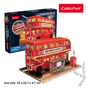   3D puzzle LED-es  világító Double Decker londoni emeletes busz CubicFun