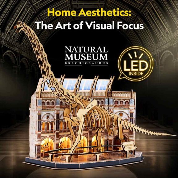 3D puzzle Brachioszaurusz csontváz múzeumban, LED-es világítós- 216db-os