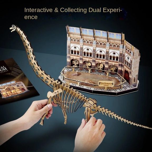 3D puzzle Brachioszaurusz csontváz múzeumban, LED-es világítós- 216db-os
