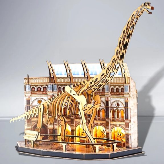 3D puzzle Brachioszaurusz csontváz múzeumban, LED-es világítós- 216db-os
