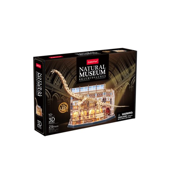 3D puzzle Brachioszaurusz csontváz múzeumban, LED-es világítós- 216db-os