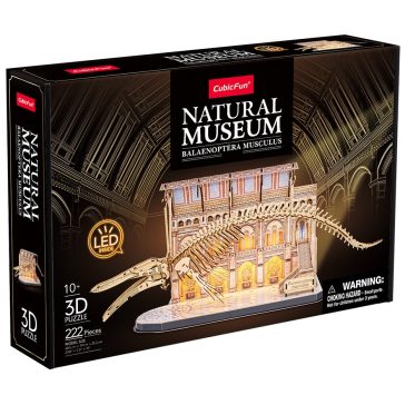   3D puzzle kék bálna csontváza múzeumban-  LED-es világító 222 db-os