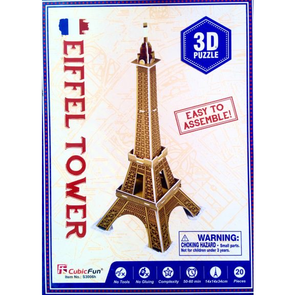 3D puzzle mini Eiffel torony-20db-os CubicFun