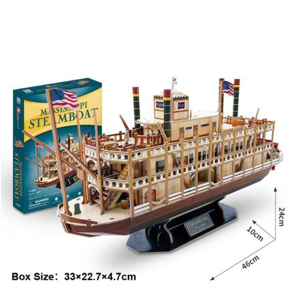 3D puzzle Mississippi Steamboat hajó-142 db-os CubicFun