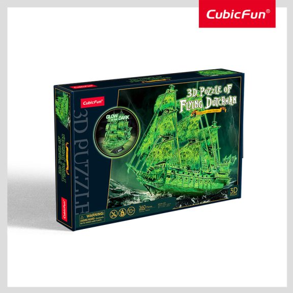 3D puzzle A bolygó hollandi kalózhajó fluoreszkáló-360 db-os CubicFun