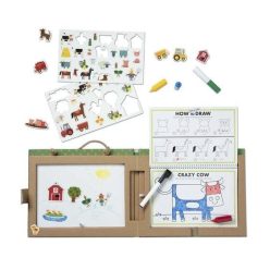   Melissa & Doug Kreatív játék, Letörölhető rajzoló és mágneses játékkészlet - Farm