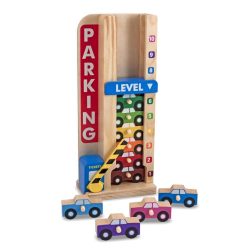   Melissa & Doug Fa készségfejlesztő játék, Színes-számos autós parkolótorony