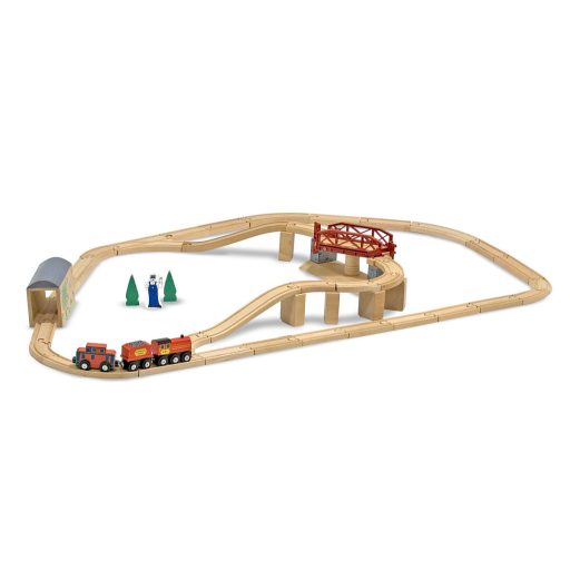 Melissa&Doug- fa vonatok és sínek vonat és sínek és kiegészítők db os szett