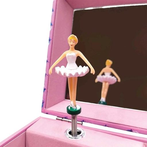 Zenélő ékszerdoboz forgó balerinával tükörrel, fiókkal, gyűrűtartóval-Chloe