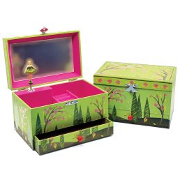   Zenélő ékszerdoboz forgó balerinával tükörrel, fiókkal, gyűrűtartóval-Évszakok