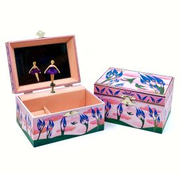   Zenélő ékszerdoboz forgó balerinával, tükörrel, gyűrűtartóval-Birds