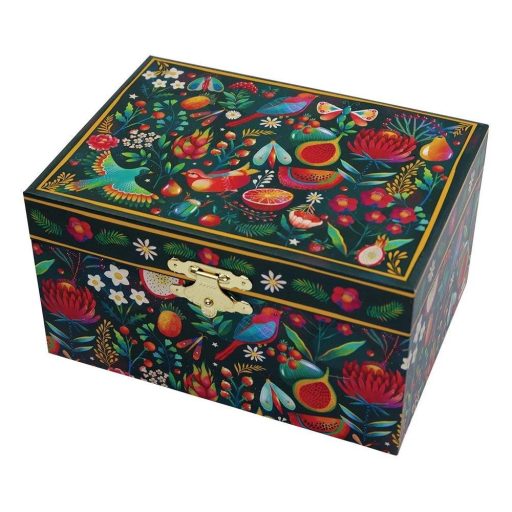 Zenélő ékszerdoboz forgó balerinával, tükörrel, gyűrűtartóval-Spring