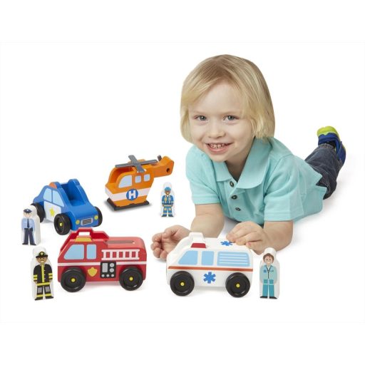 Melissa & Doug Fa jármű készlet- Vészhelyzet járművei