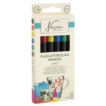   Nassau üveg és porcelán festő filctoll készlet, 6 darabos CraftArt