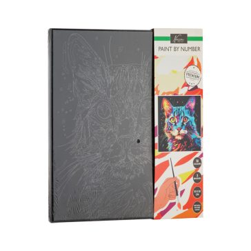  Nassau festés számok szerint fekete vászonra, Macska 30 x30 cm CraftArt