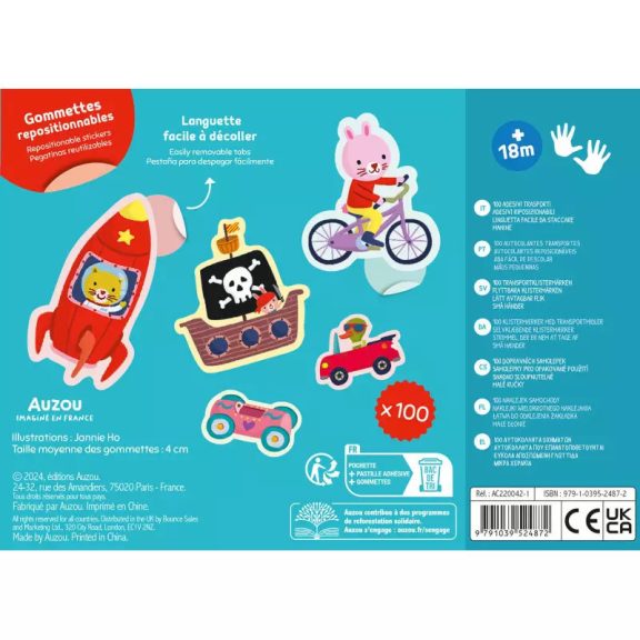 100 db-os matrica készlet, Közlekedési járművek Auzou