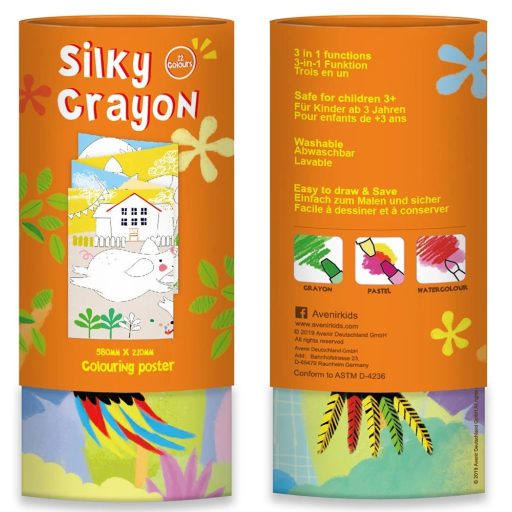 Tukános 3 az-1-ben zsírkréta készlet kiszínezhető poszterrel, 12 db-os Avenir