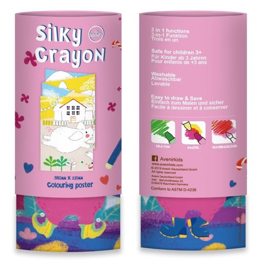 Nyuszis 3 az-1-ben zsírkréta készlet kiszínezhető poszterrel, 12 db-os Avenir