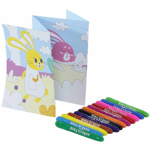 Nyuszis 3 az-1-ben zsírkréta készlet kiszínezhető poszterrel, 12 db-os Avenir