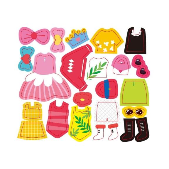 Divattervező könyv fejlesztő feladatokkal, 6 db színes ceruzával Avenir