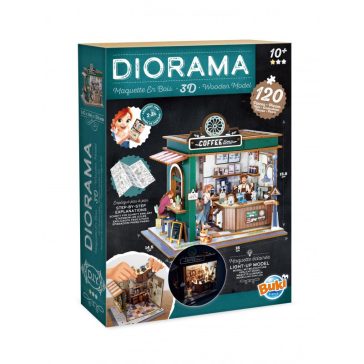 Dioráma fa 3D puzzle LED világítós- Kávézó BUKI