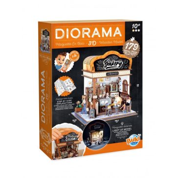 Dioráma fa 3D puzzle LED világítós- Pékség BUKI